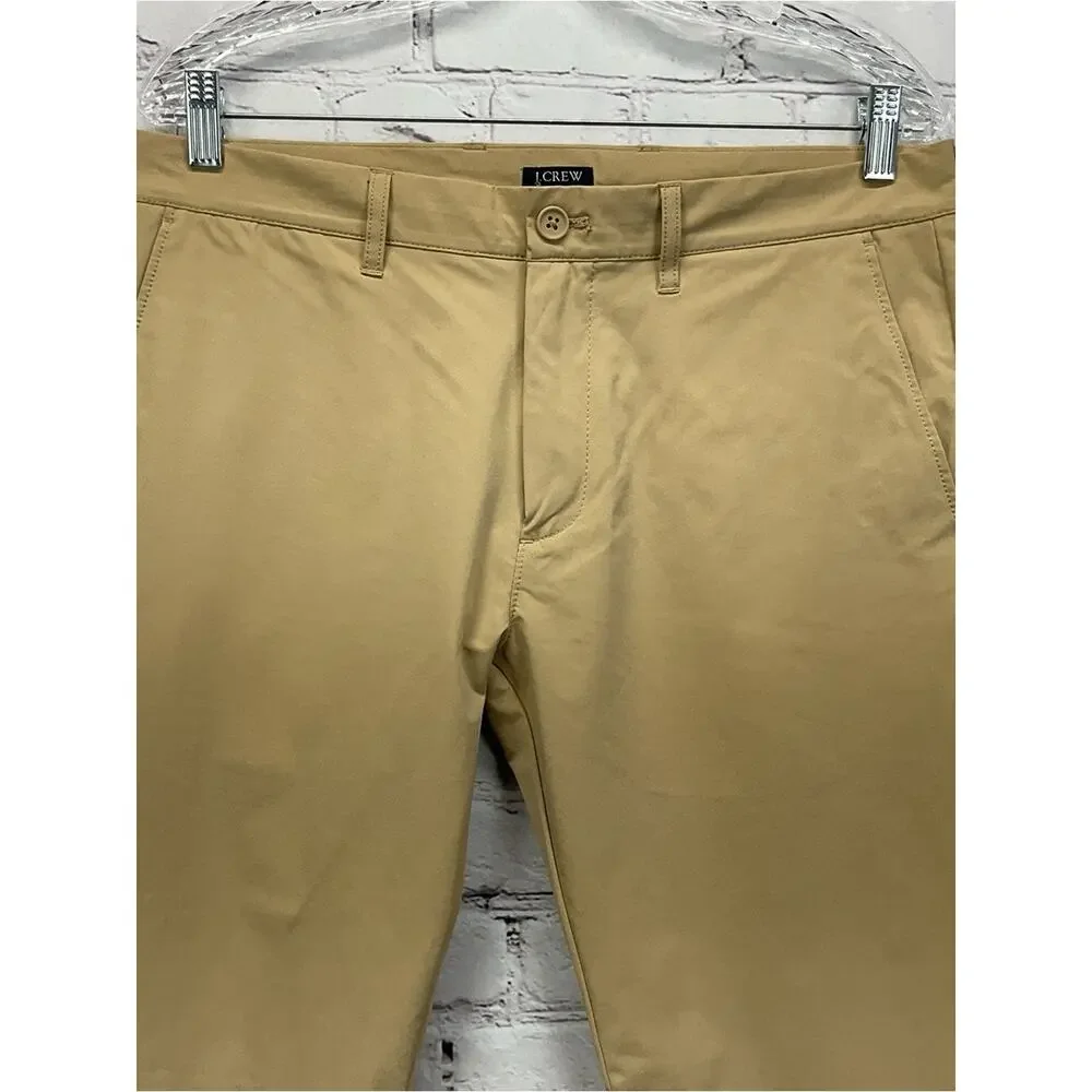 J. Crew Flex Pants Men's Size 32x32 Khaki Slim Fit Athleisure Sporty Vacation